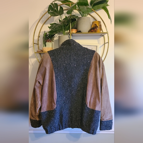 AMAZING Vintage Hand Woven Suede and Wool Jacket - Picture 2 of 8